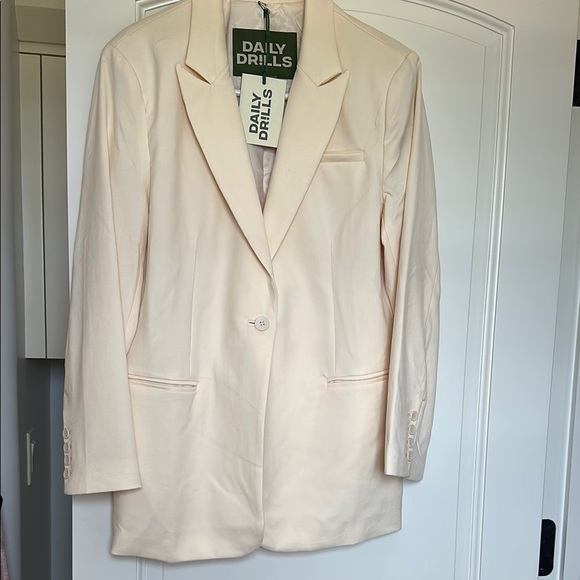 Daily Drills Cream Blazer with Notched Lapel - Picture 1 of 3
